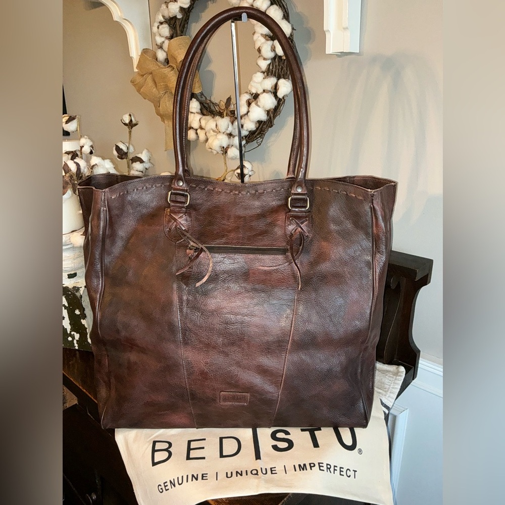 NWT Bed Stu Rebekah Shoulder Travel Weekend Bag XL Tote Teak Dip Dyed MSRP $520 - Picture 2 of 15